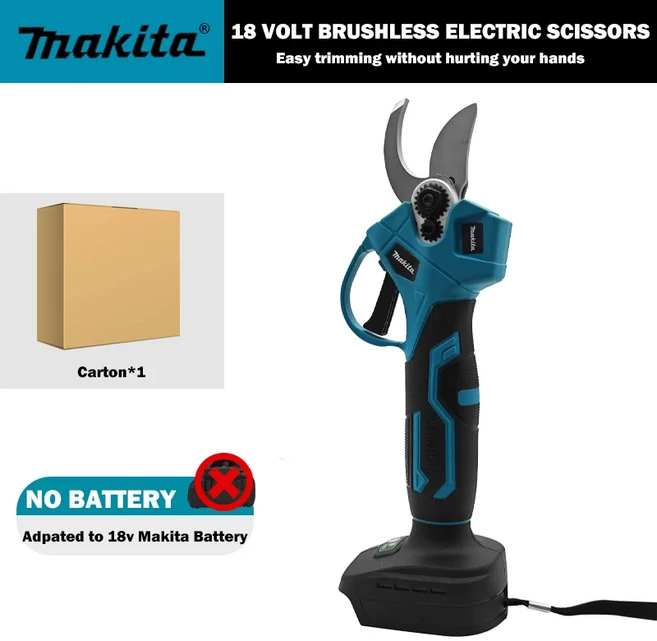 마키타 브러시리스 전동 전지가위 정원 도구 무선 전동 정원 가위 LED 디스플레이 포함 마키타 18V 배터리, 01 No Battery