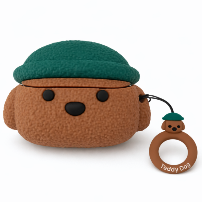 테디독 비니 푸들 버즈3 프로 케이스, 1개, 그린브라운, 갤럭시 버즈3(프로) 공용