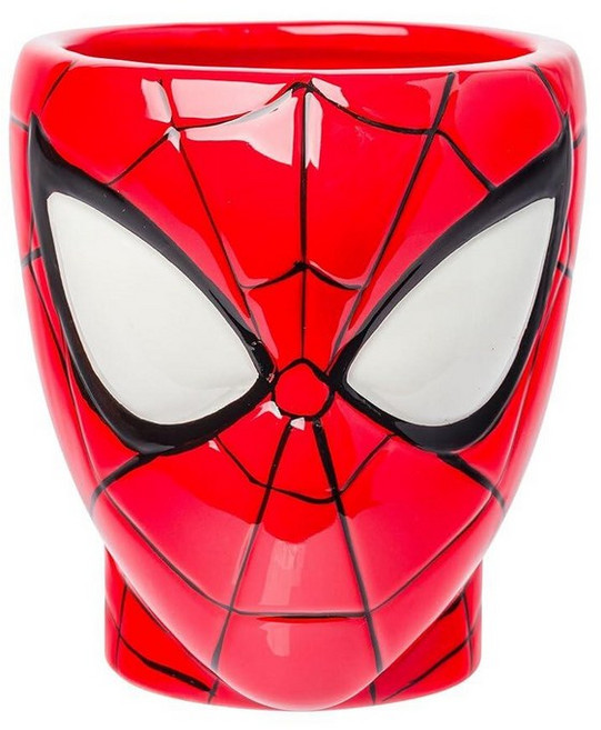 Silver Buffalo 마블 코믹스 히어로즈 어벤져스 그리드 오버사이즈 세라믹 커피 머그 스파이더맨 캡틴 아메리카 토르 헐크 아이언맨 709.8ml(24온스), 스파이더맨 헤드 및 웹