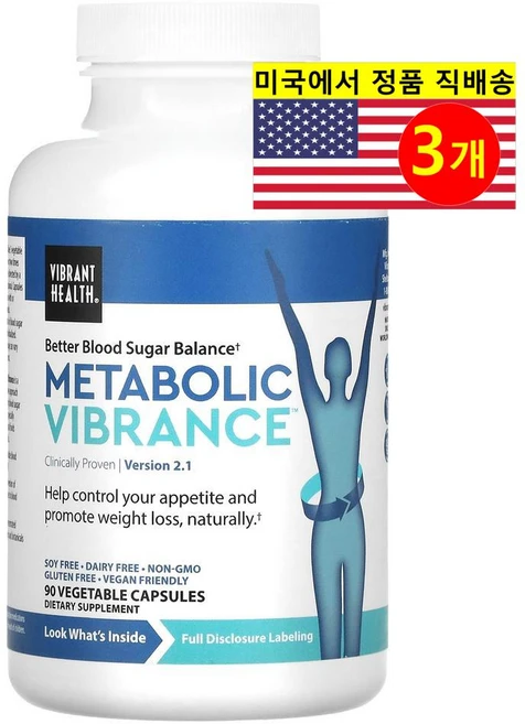 Vibrant Health 바이브런트 헬쓰 메터발릭 바이브런스 Metabolic Vibrance, 3개, 90정 - 쿠팡
