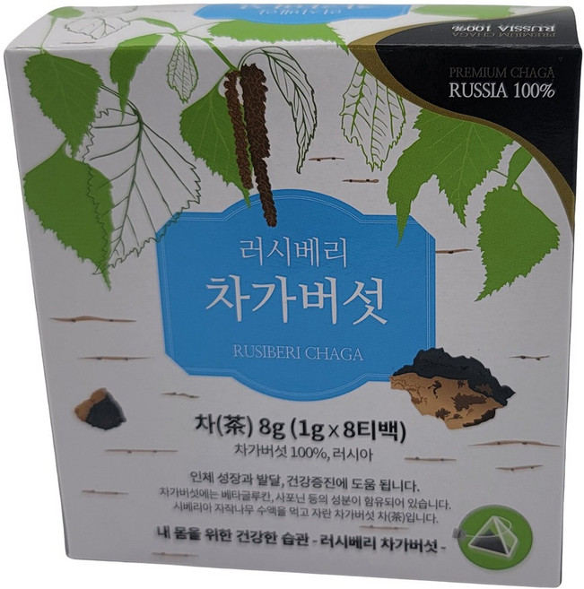 [러시베리] 차가버섯 차-8 : 차가버섯차 시베리아 명품 차가버섯차, 6개, 8개입, 1g