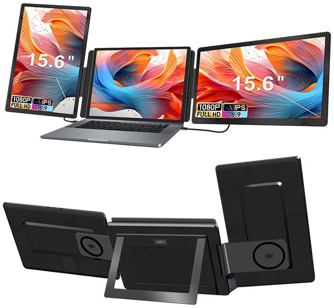 15.6인치 휴대용 IPS 노트북 트리플 확장 화면 모니터, S9H, 39.6cm