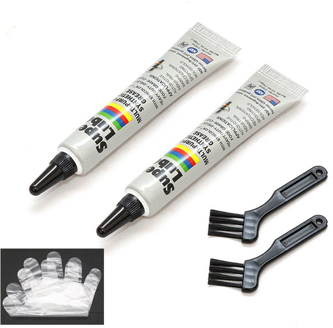 슈퍼루브 테프론 구리스 12g 튜브형 브러쉬 장갑 세트 2개 미국산 미제 키보드 커피머신 식품용 식용 윤활제 방청 고온 내열