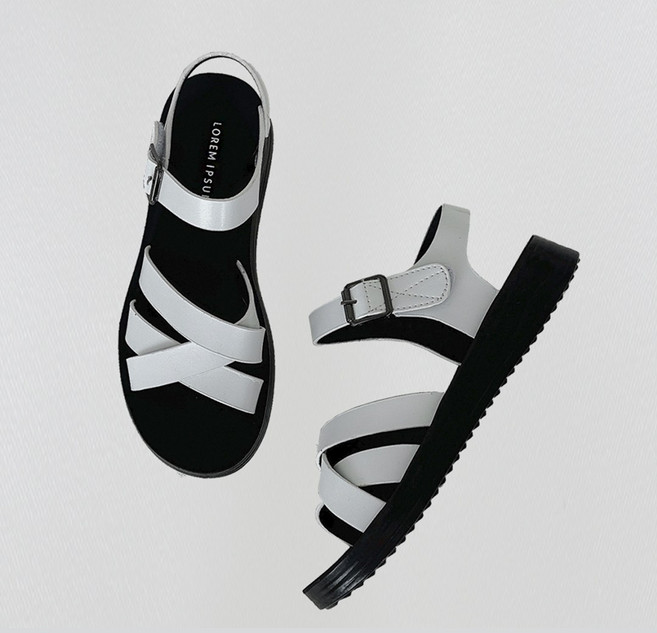 슈씨엘 발편한 가벼운 키높이 샌들 바캉스 크로스 스트랩 벨크로 샌들