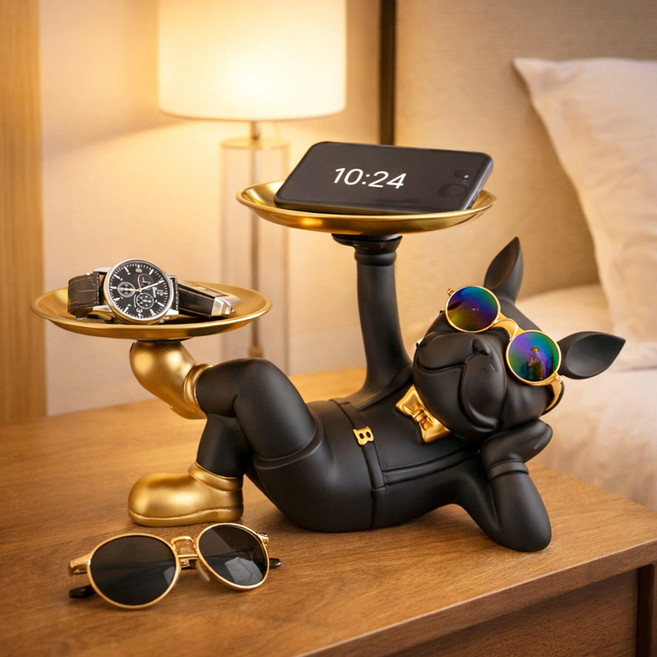 플랜와이 릴렉스 인테리어 불독 트레이 악세사리 소품 보관함, 블랙