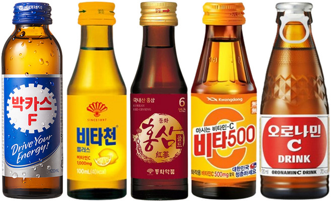 비타500+오로나민c+비타천+홍삼골드+박카스F 각 10병씩 50병, 100ml