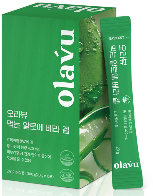 뉴트리커먼 오라뷰 먹는 알로에 젤리 스틱 베라겔 420mg 면역력증진 피부관리 면역다당체 맛있는 알로에 겔 건강증진 콜라겐 히알루론산 장건강 식품, 300g, 3개