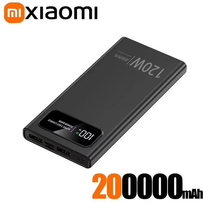 VIVO 120W 보조베터리 iPhone용 모바일 초고속 충전 200000mAh 대용량 휴대용 외장 배터리, 05 Black 200000mAh