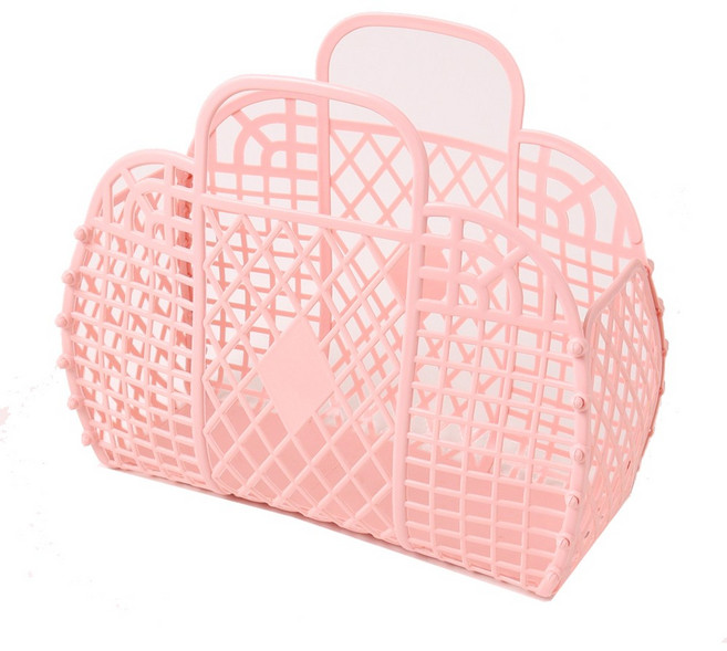 접이식 장바구니 파스텔 젤리백 체험 장보기 학습 시장, 분홍, 1개