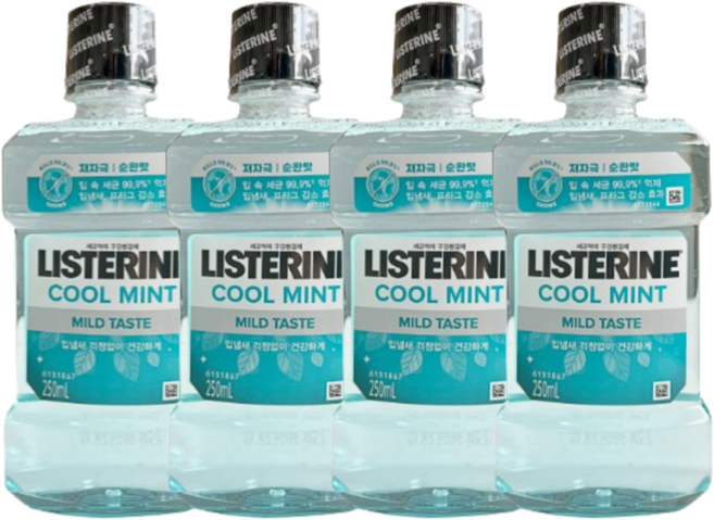 리스테린 쿨민트 마일드, 4개, 250ml