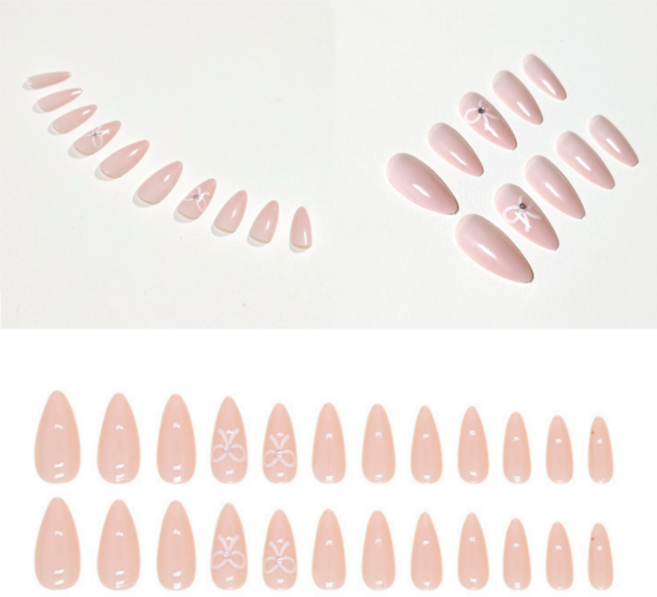 델로르 강력접착 블링블링 네일팁, 1개, 로즈 핑크 아몬드