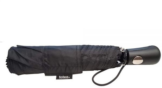 Totes Umbrella NeverWet 기술 자동 열림 109.2cm(43인치) 아크 우산 블랙 블랙.