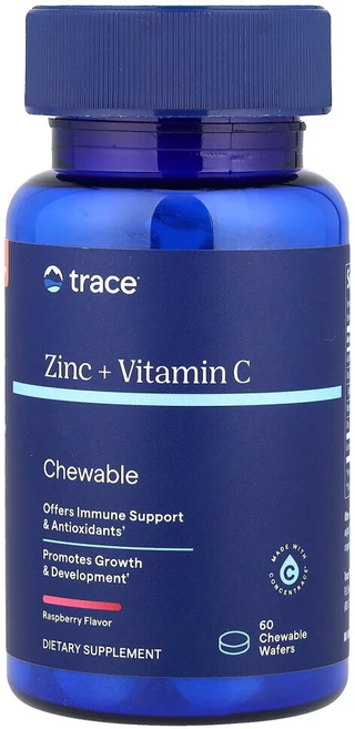 트레이스미네랄리서치 아연 + 비타민C 츄어블 라즈베리 츄어블 웨이퍼 60개, TMR00497, 1개, 60회분 - 쿠팡