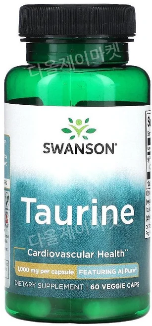 스완슨 타우린 타우린 1000 mg 60 베지캡슐, 1개, 60정 - 쿠팡