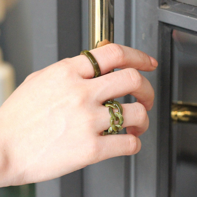 아크릴 반지 레이어드 포인트 체인링 호마이카링 반지세트 2P