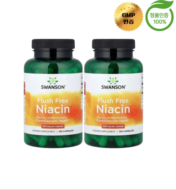 1+1 스완슨 홍조 무함유 나이아신 500mg 캡슐 120정, 2개 - 쿠팡