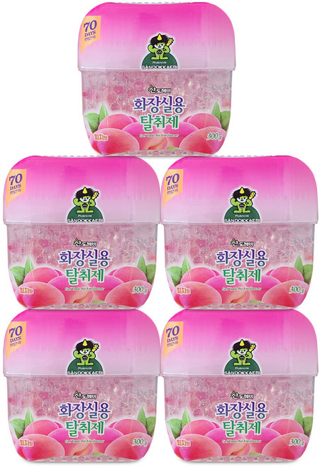 산도깨비 화장실용 탈취제 피치향, 300g, 5개