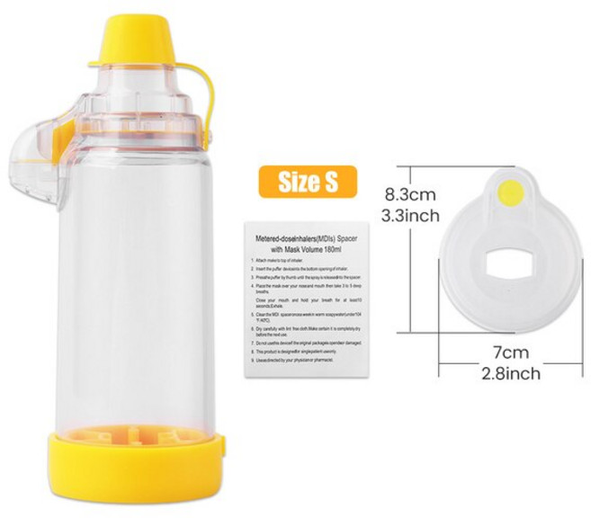 천식 흡입기 미스트 스페이서 스토리지 스페이서 챔버 탱크, 1개, S사이즈(1~2세)