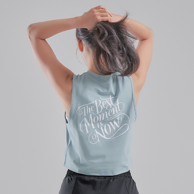 MOCMO 여성 헬스 운동 러닝 크로스핏 스포츠 소로나 나우 크롭 나시