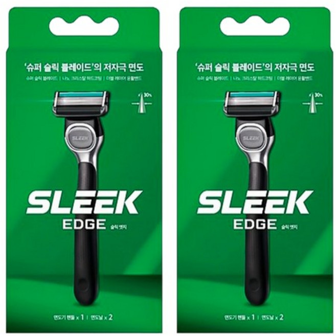 도루코 슬릭 엣지 면도기 핸들팩 면도핸들 1+면도날 2입 x 2개, 상세 설명 참조, 1개