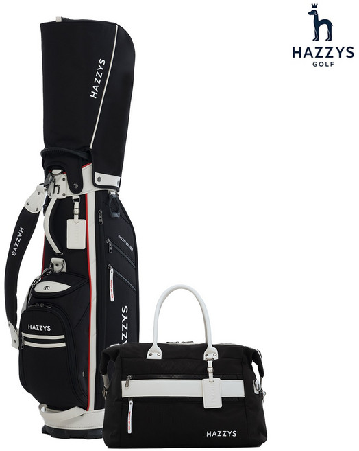 2025년 헤지스골프 8인치 남여공용 골프백세트 캐디백 보스턴백 HZCB HZBB-008M, 화이트블랙
