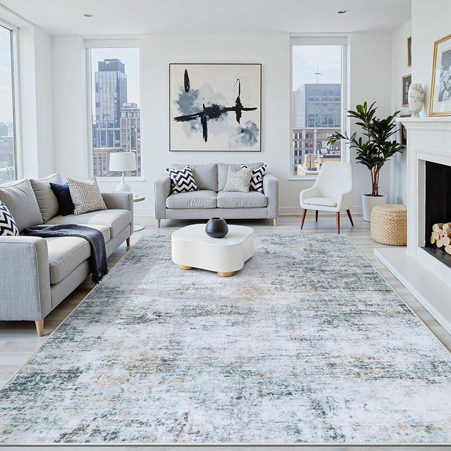 8x10 Area Rugs Washable Rug:Anti-Skid Abstract Modern Living Room Rug Soft Thin Carpets Indoor Flo