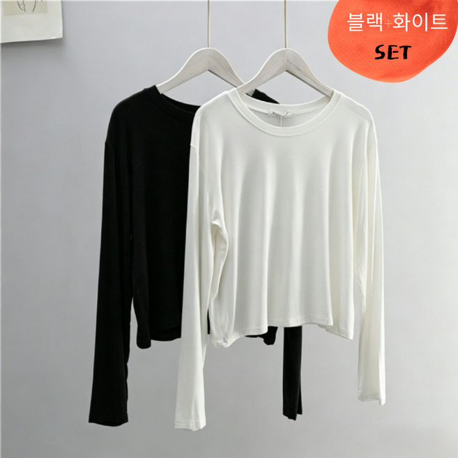 여성용 세미크롭 모달 긴팔 티셔츠