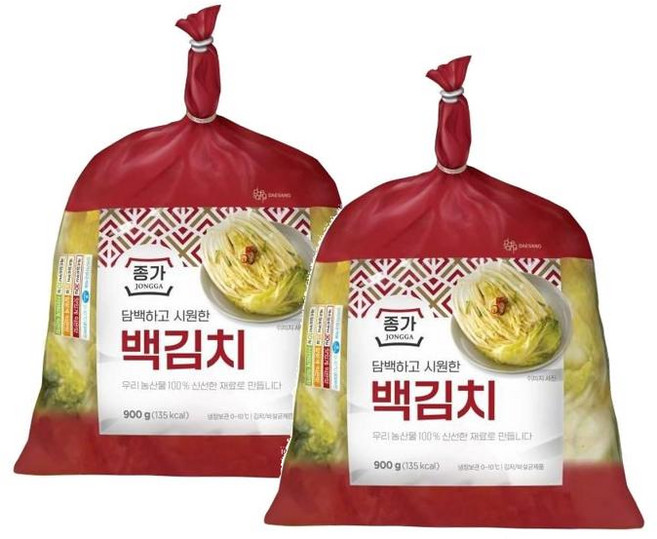 종가 담백하고 시원한 백김치, 2개, 900g