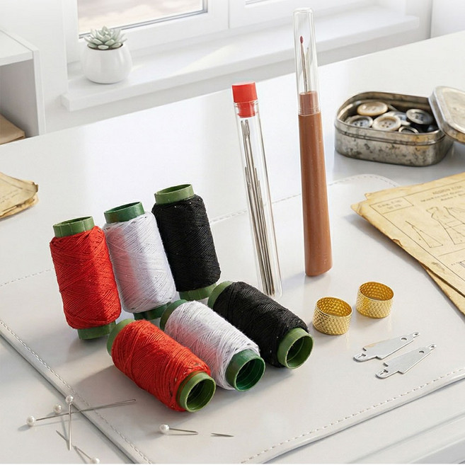 에버리즈 데일리 수선용 올인원 강철바늘세트 37종, 1세트, 블랙,화이트,레드