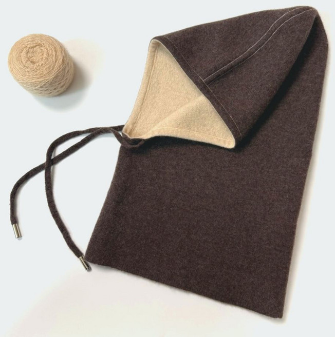 더제이안나 방한 후드넥워머 캐시미어 100 바라클라바, 그레이아이보리, 1개