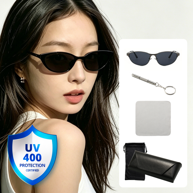 온도비움 선글라스 UV400 자외선차단 슬림 캣아이 긱시크 뿔테 패션안경