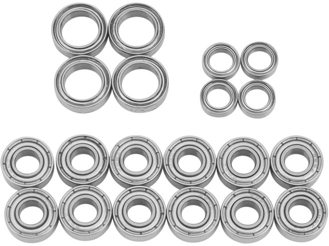 TAMIYA TT01 TT-01 TT01D TT01E TT01R DF02 1/10 RC 자동차 업그레이드 부품에 대한 20pcs 볼 베어링 키트, 은, 1개
