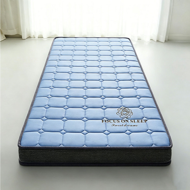 FOCUS ON SLEEP 護脊乳膠記憶棉床墊 高回彈不塌陷 A類母嬰級 靜音助眠 透氣可折疊 厚10cm 玫瑰藍 90x190cm, （厚10cm）玫瑰藍 【高回彈拒絕塌陷】,90*190cm【A類母嬰級丨抗菌防蟎】
