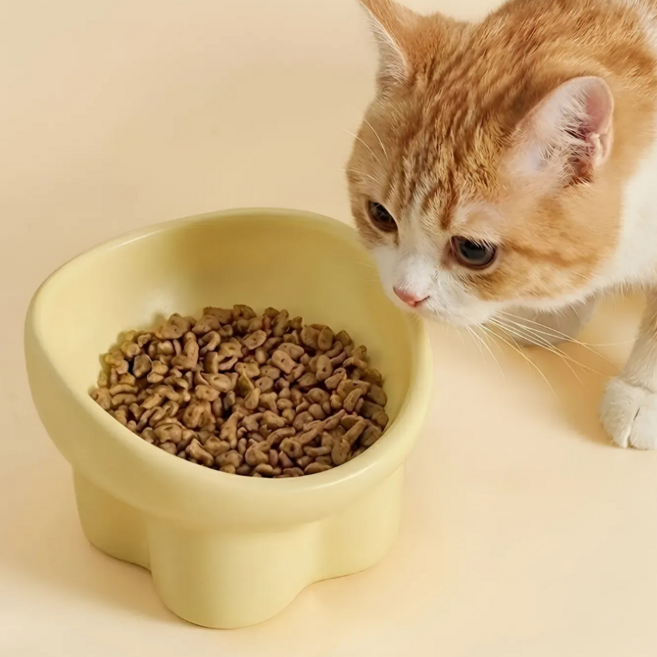 뉴로그 강아지 고양이 세라믹 도자기 밥그릇 물그릇 경추보호 식기, 1개, 옐로우