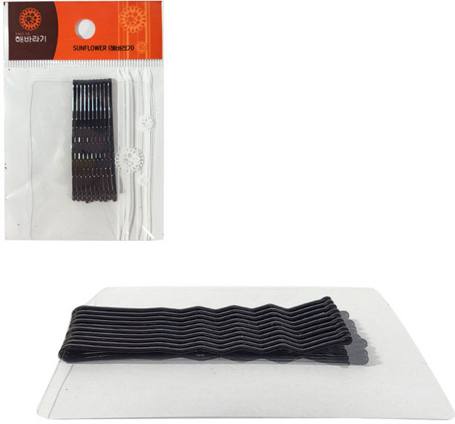 해바라기 물결무늬 실핀 10P 6cm 헤어 머리핀 삔, 단품