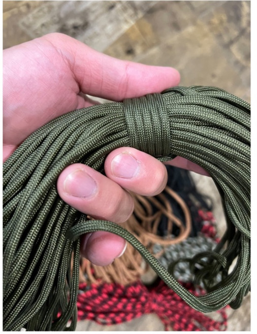 廣隆 七芯傘繩 荒野求生繩 救生繩索 登山繩 露營繩, 軍綠色, 軍綠色