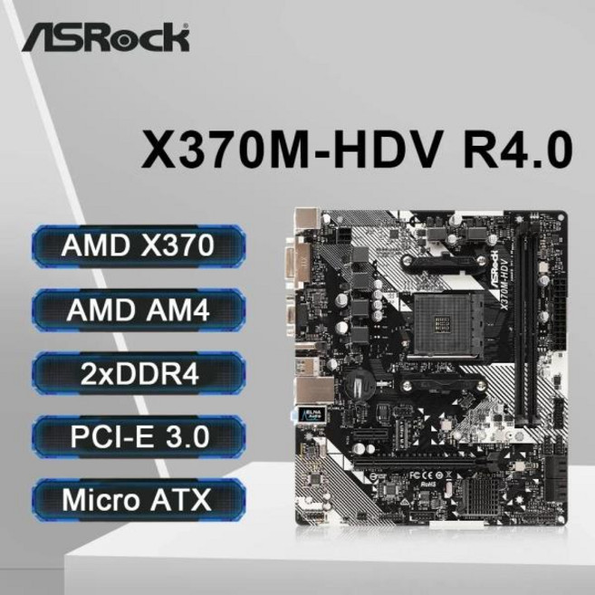 ASRock X370M-HDV R4.0 마더보드 지지대 Ryzen 9 5950X 7 CPU M.2 NVME PCIe AM4 메인보드, 한개옵션0