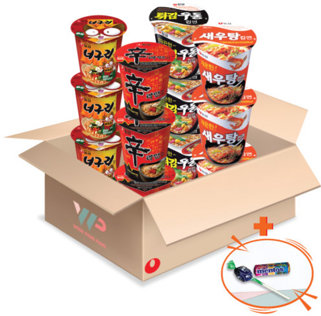 농심 컵라면 소컵 4종 혼합세트 신라면 3컵+새우탕 3컵+튀김우동 3컵+너구리 3컵 총 12컵 사탕 사은품 2종 증정, 12개