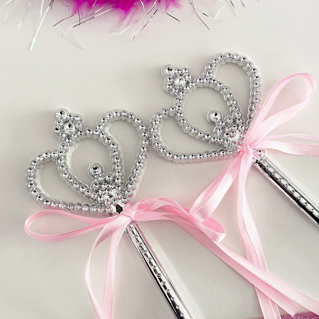 셀럽 파티세트 티아라+장갑+어깨띠 파티코스튬 공주님 파티의상, 5.화이트티아라+핑크장갑+어깨띠+요술봉