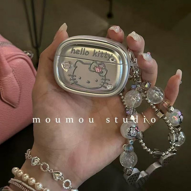 KT 메탈 하드 큐빅 에어팟케이스, 1개, 실버, 4세대