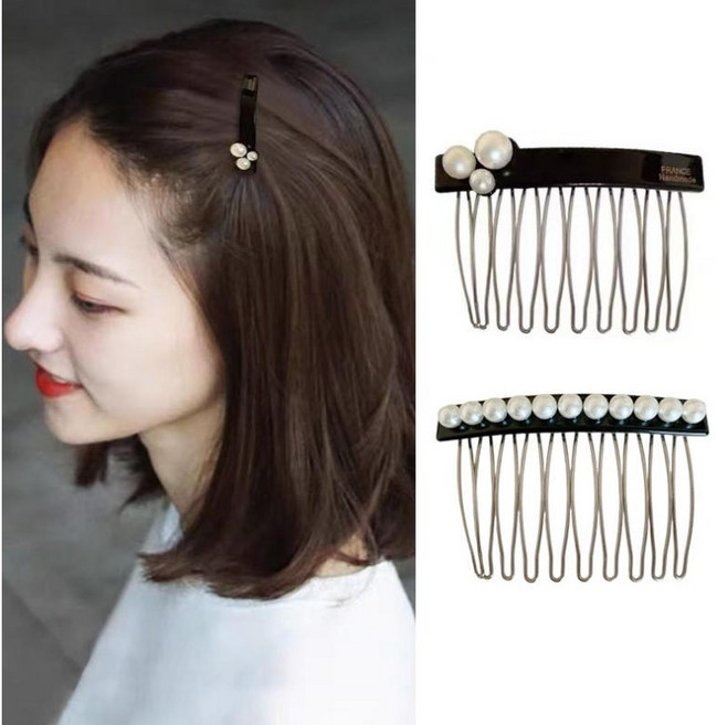 ZMBIRD 예쁜 여성 잔머리 진주 헤어빗핀 2종세트 N1046