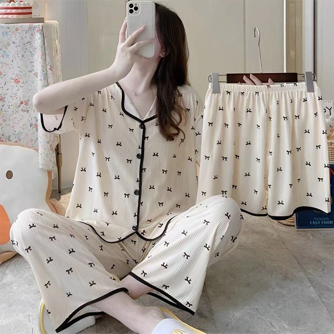 나나리빙 시원한 여름 쓰리피스 파자마 잠옷 세트