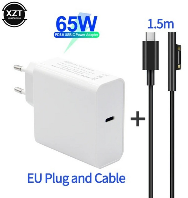마이크로소프트 서피스 프로 6 5 4 3 Go Book 태블릿 PD 충전 케이블 USB C타입 충전기 15V 12V 4A 3A 65W 45W, 전용 케이블, 1개