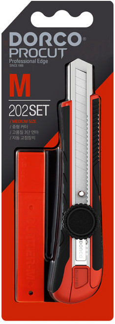 도루코 프로컷 커터칼 M202세트 (커터칼+커터날 10입) 밀림방지, 1개, 중형