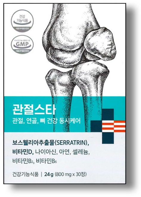 나우케어 관절스타 보스웰리아 세라트린 무릎 관절 연골 뼈 영양제, 30정, 1박스