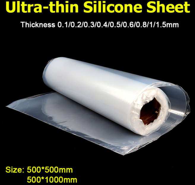 500x500mm 초박형 실리콘 고무 시트 투명 필름 두께 0.10.20.30.40.50.60.811.5mm 내열 플레이트, [01] 500x1000mm, [04] 0.1mm
