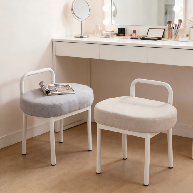 쿠리브 홈 타원형 화장대 스툴의자, 그레이, 1개