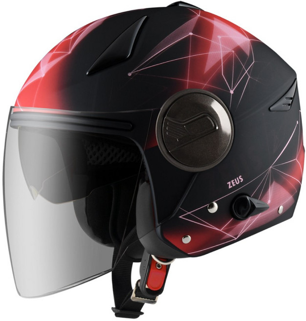 ZEUS ZS 612A AD18 內墨鏡 兩段通風 防水設計 全可拆 多色 3/4罩 安全帽, 消光黑紅