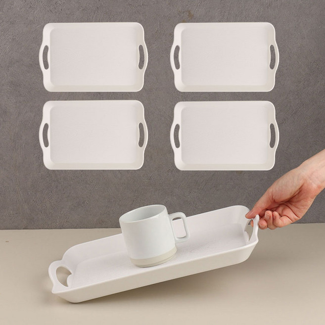 경량 서빙 트레이 가벼운 베이커리 카페 빵 쟁반, 비치화이트, 5개