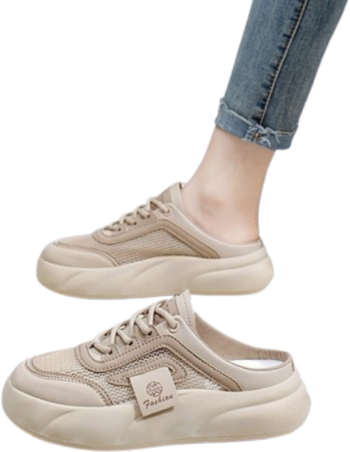 Modern Fashion 여성 볼넓은 통굽 메쉬 슬리퍼 발편한 뮬 운동화